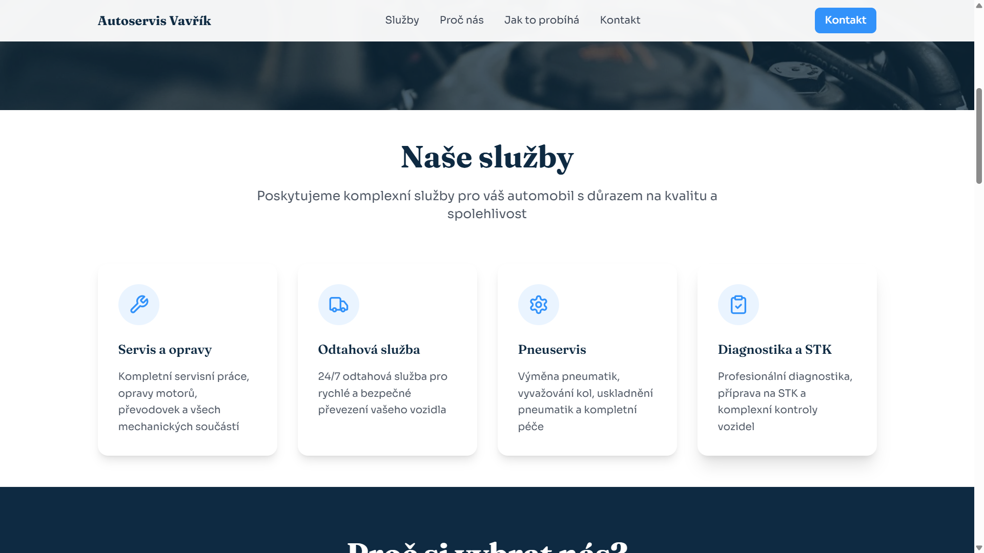 Ukázka webu Autoservis Vavřík