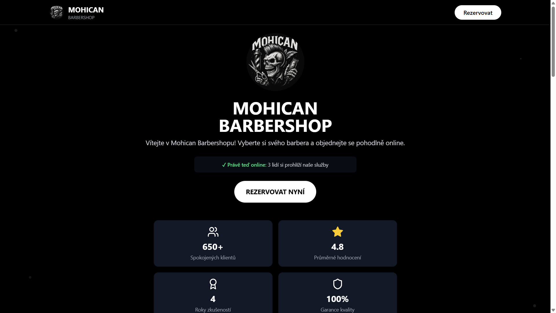 Mohican Barber - nový profesionální web
